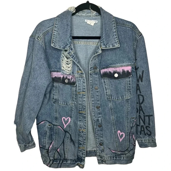 wren+glory Jackets & Blazers - Wren+Glory hand painted Australia theme koala denim jean jacket medium blue M